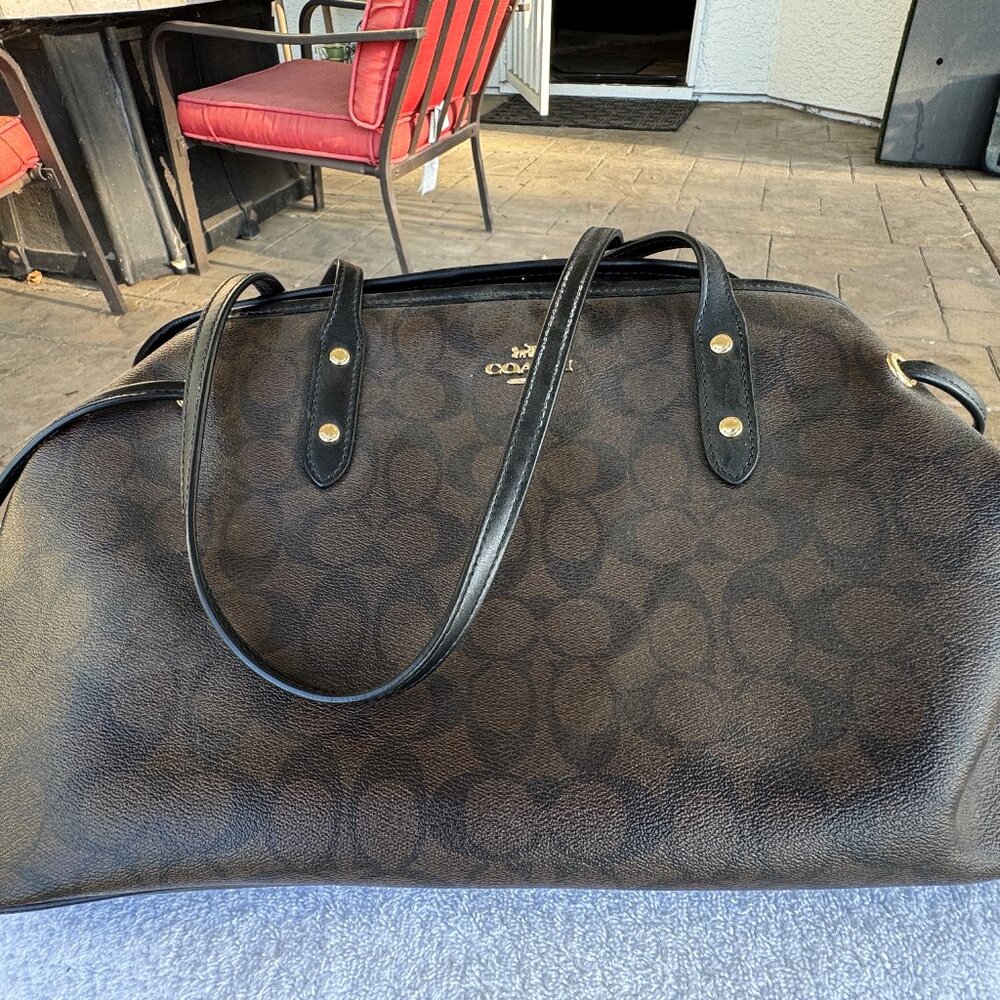 Women's Coach Tote in Signature Canvas Brown Purse